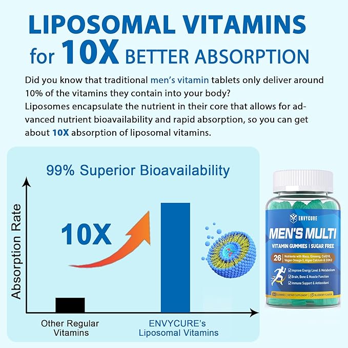 Multivitamin for Men Gummies, Vitamins A D3 K2 K2 E 3, CoQ10, CoQ10, Calcium, 120 Cts