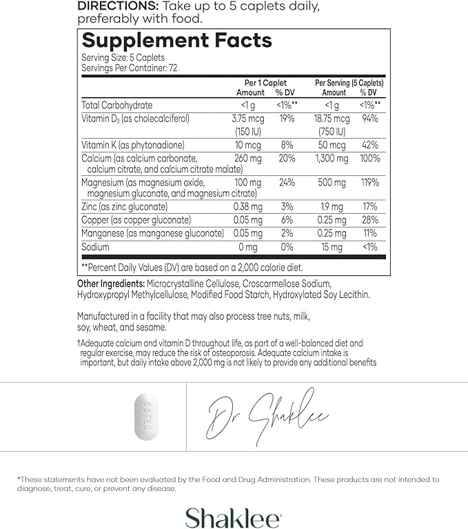 Shaklee OsteoMatrix® - Build & Maintain Strong Bones - 100% DV Calcium & Magnesium - Vitamins D & K - Zinc, Manganese - Clinically Tested for Absorption - 360 Caplets