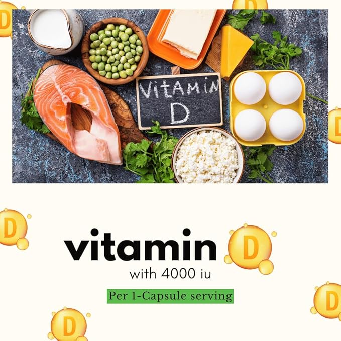Vitamin D3 4000 IU Softgels | 180 Counts High Potency Vitamin D Supplement for Immune Support, Bone Strength, Muscle Function & Positive Mood Balance