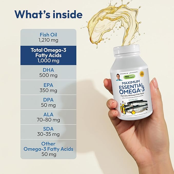 ANDREW LESSMAN Maximum Essential Omega-3 Mint 60 Softgels Omega-3 Oils.