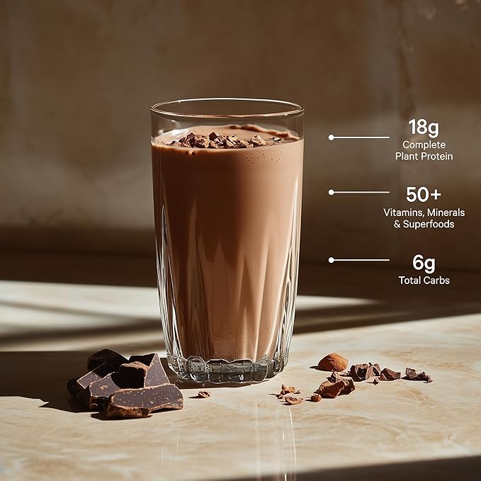 Meal Replacement Shake - Nutritious Plant Based Organic Protein Powder (Chocolate, 24 Servings) - Meal Replacement & Snack for Breakfast - Keto, Vegan, Low Carb, Soy-Free, Gluten-Free