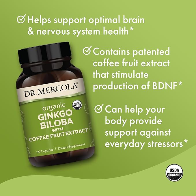 Dr. Mercola Organic Ginkgo Biloba 30 Servings (30 Capsules),