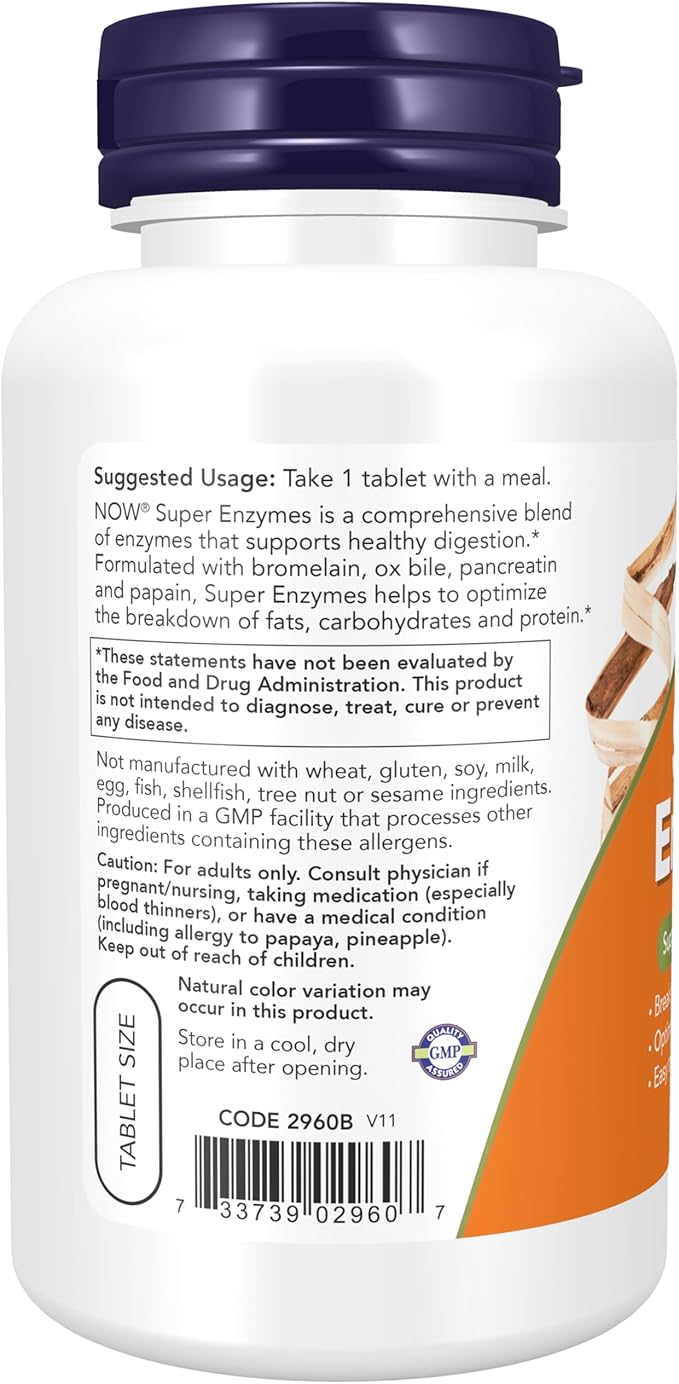 NOW Supplements, Super Enzymes, Formulated 90 Tablets