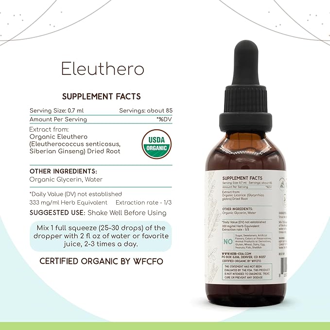 Eleuthero B60 USDA Organic Tincture (2 oz)