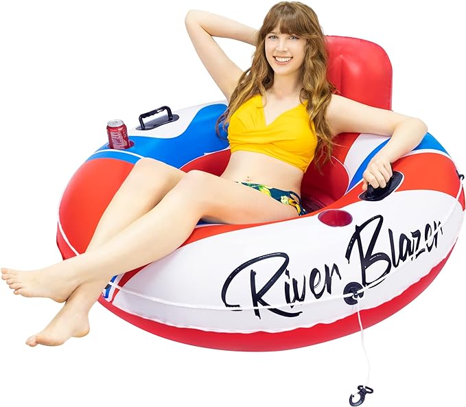 2025 New & Upgraded Sunlite Sports Heavy Duty River Tube Inflatable, Premium Water Float to Lounge Above Lake and River, Outdoor Water Raft Sport Fun, Recreational Use