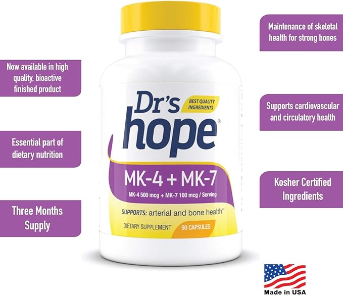 Vitamin K2-90 Capsules with 500 mcg MK4 + 100 mcg MK7 | K-2 Vitamins 1 Capsule