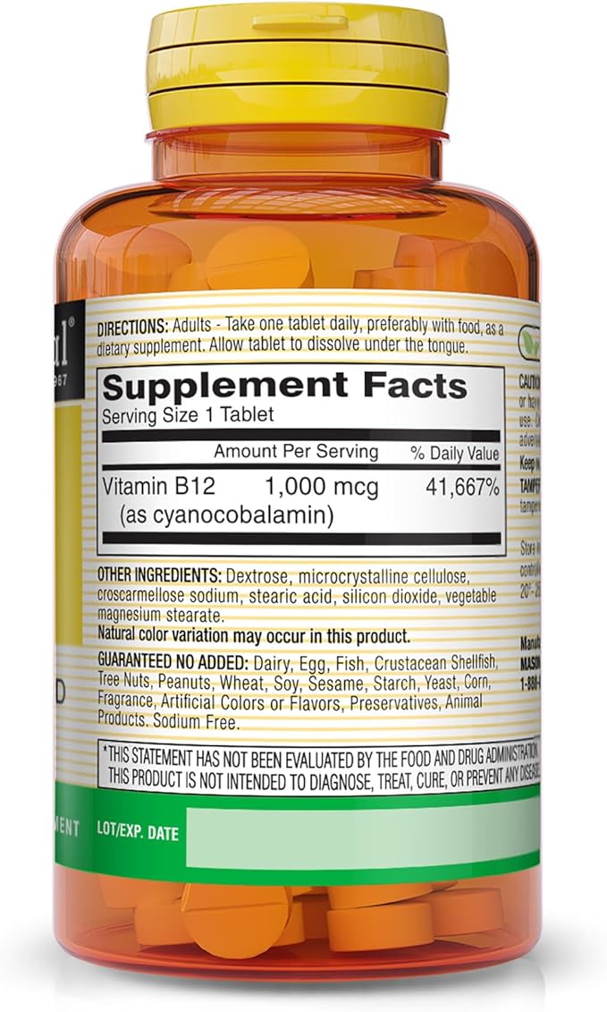 MASON NATURAL Vitamin B12 1000 mcg 100 Tablets