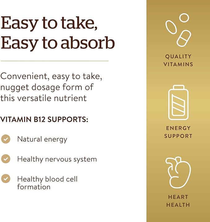Solgar Vitamin B12 1000 mcg, 100 Nuggets 100 Servings