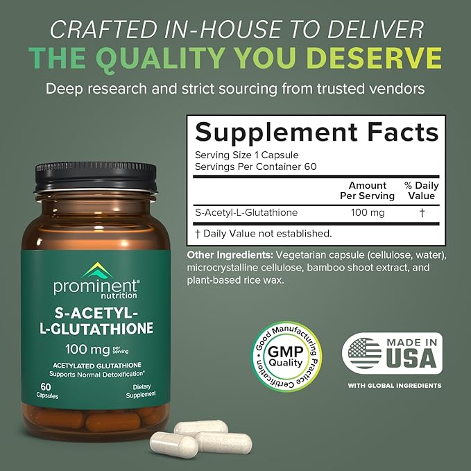 S-Acetyl L-Glutathione Supplement 100 mg, 60 Day