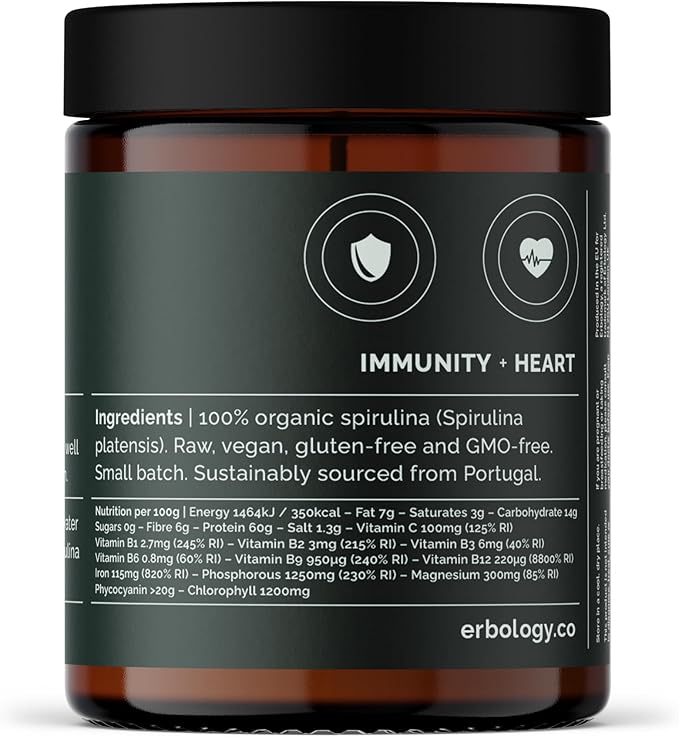 Erbology Organic Spirulina Powder 3.2 oz 45 Servings