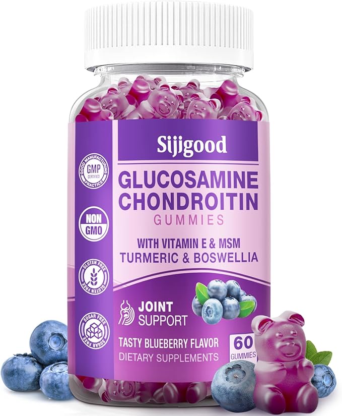 Glucosamine Chondroitin Gummies, Extra Strength Glucosamine 60 Blueberry