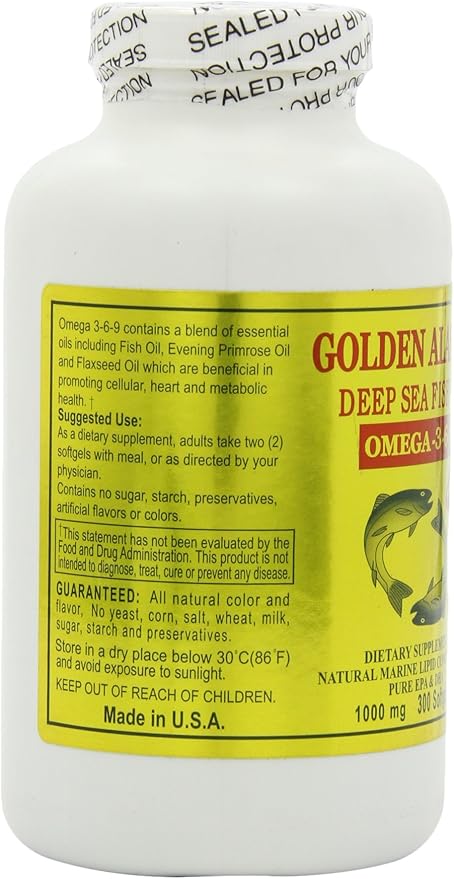 Golden Alaska Deep Sea Omega-3-6-9 Fish 1000mg 300 300 Softgels