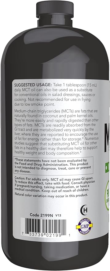 NOW Foods Sports Nutrition, MCT (Medium-chain triglycerides) Oil 14 g, Weight Management, Liquid, 32-Ounce