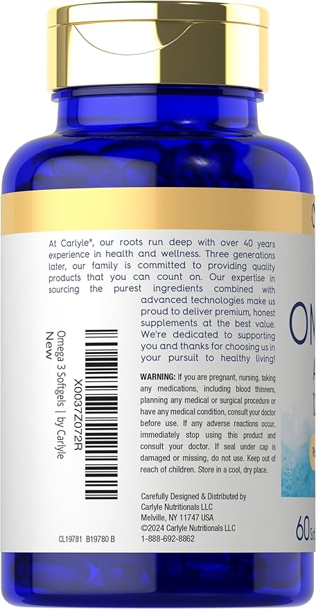 Carlyle Vegan Omega 3 Supplement 1290 mg 60 Softgels
