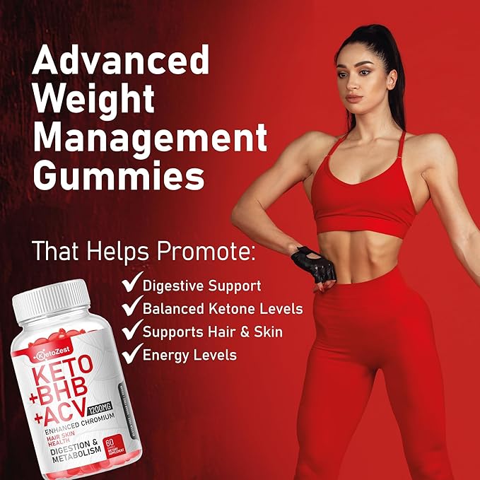 Keto ACV BHB Gummies - Apple Cider Vinegar with The Mother Supplement - Vitamin D3 Zinc Beetroot Pomegranate Chromium Beta Hydroxybutyrate - Vegan Sugar Gluten Free for Men Women