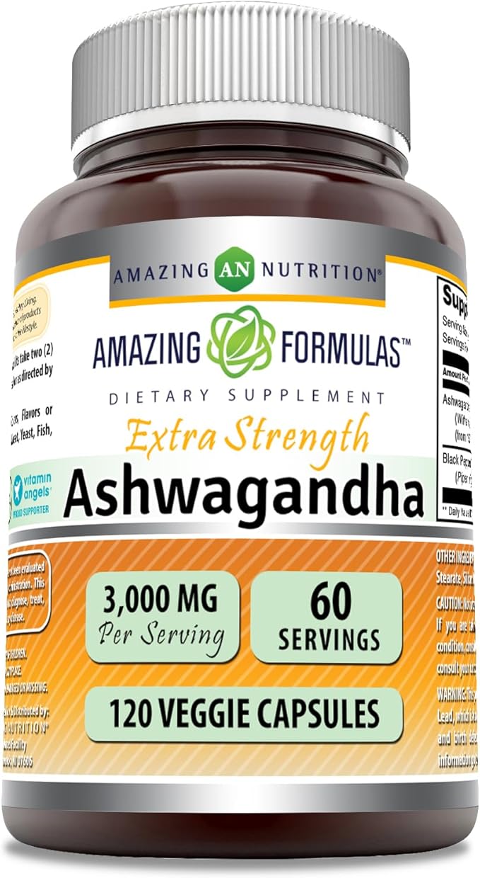 Amazing Formulas Ashwagandha Extract Supplement 3000 Mg 120 Veggie