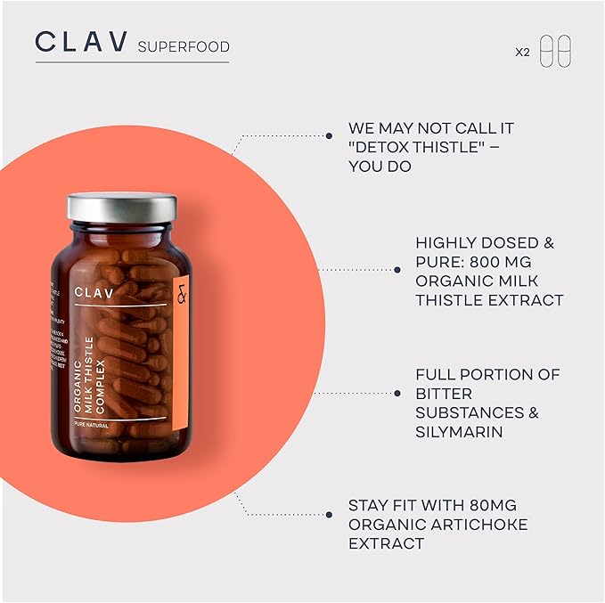 CLAV Organic Milk Thistle & Artichoke 120 Capsules (60 Days