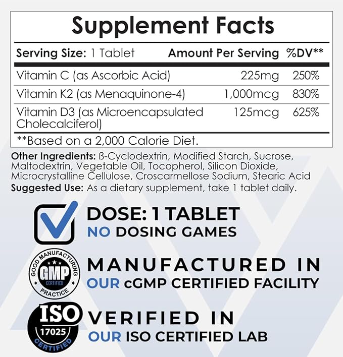 Nootropics Depot Vitamin D3 + K2 60 Count Menaquinone-4 (MK-4) (MK-4) |