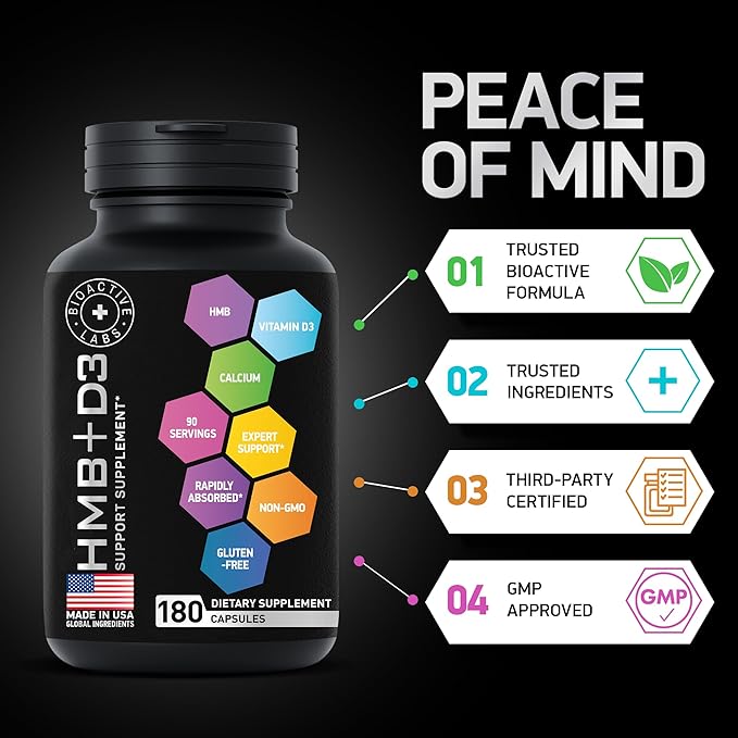 Advanced HMB Vitamin D3 Supplement 1,000mg Formula 180 Capsules
