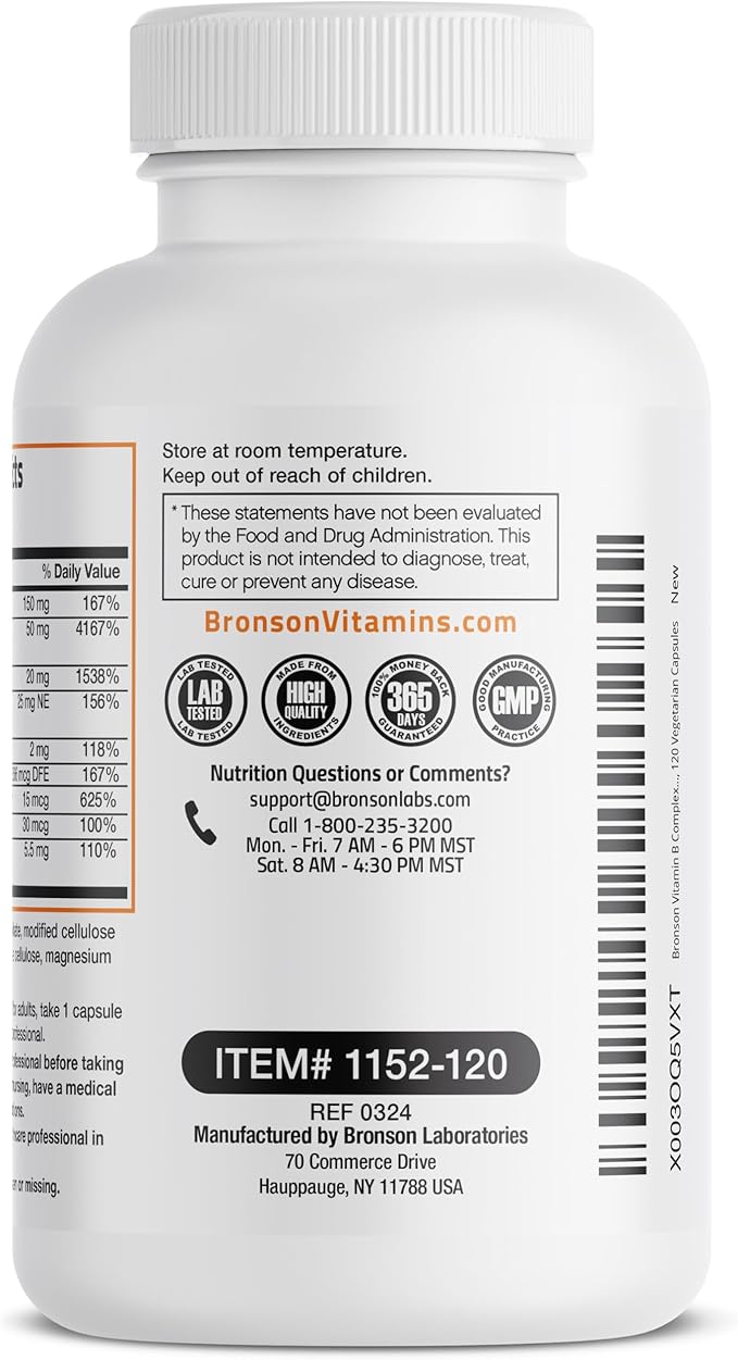 Bronson Vitamin B Complex with Vitamin C 120 Vegetarian