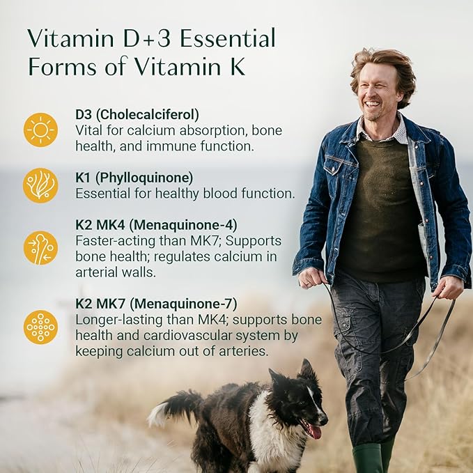 ALGAECAL 4-in-1 Vitamin D3 K2 Complete D3 K2, K2, A, 3 Month