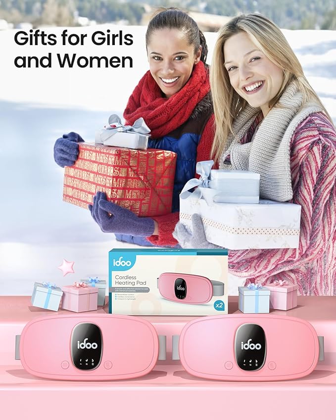 iDOO 2 Pack Portable Heating Pad, 3 Heat 3 Massage