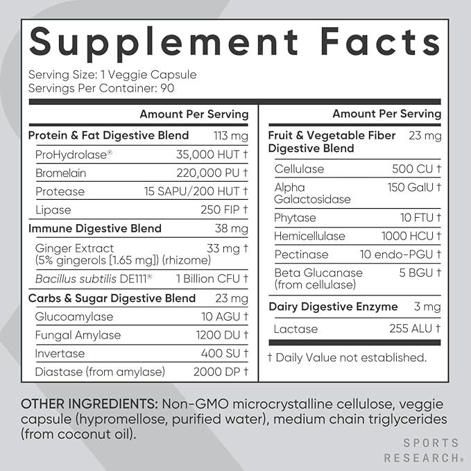 Sports Research Digestive Enzymes with Probiotics (90 Veggie