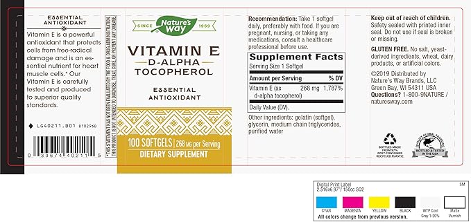 Nature’s Way Vitamin E D-Alpha Tocopherol 268 mg 100 Softgels