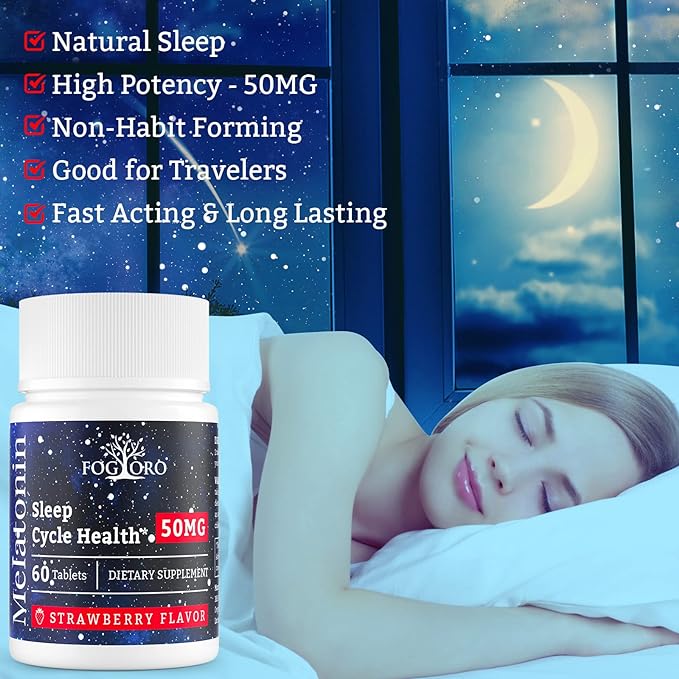 Fogoro Powerful Melatonin -Fall Asleep Faster, 60 Count 2)