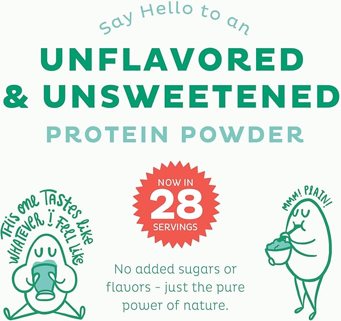 KOS Vegan Protein Powder, Unflavored & Unsweetened 28 Servings