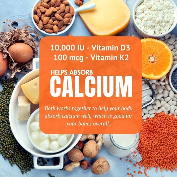 Vitamin D3 10000 IU & Vitamin K2 100 100 mcg 120 Capsules