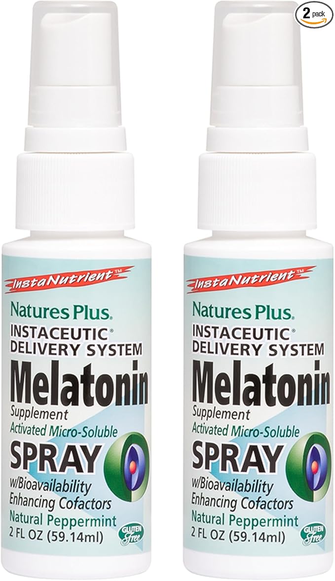 Natures Plus Melatonin Spray, Natural Peppermint Flavor 2 fl 2 - B6 & 160 Total