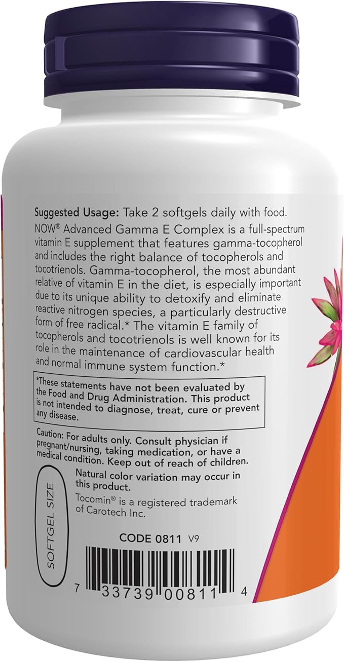 NOW Supplements, Advanced Gamma E Complex, 120 Softgels