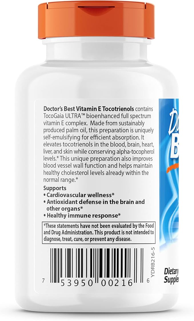 Doctor's Best Vitamin E Tocotrienols contains 60 Count