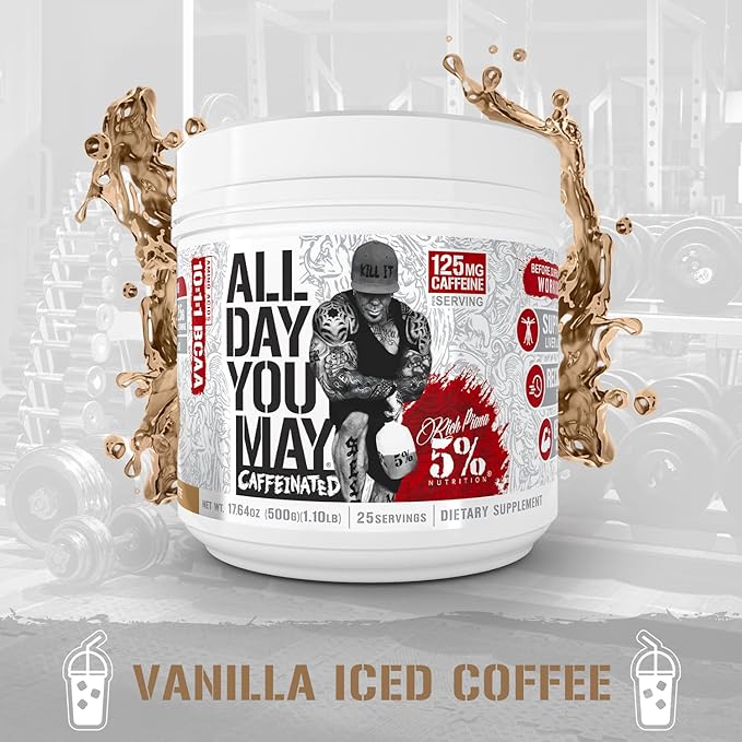 5% Nutrition Rich Piana AllDayYouMay Caffeinated 17.64 oz, 25 Servings