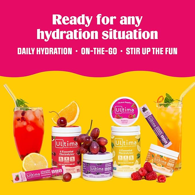 Ultima Replenisher Daily Electrolyte Powder Drink Mix – Cranberry Cosmo, 90 Servings – Hydration Powder with 6 Key Electrolytes and Trace Minerals – Keto Friendly, Non-GMO and Sugar-Free
