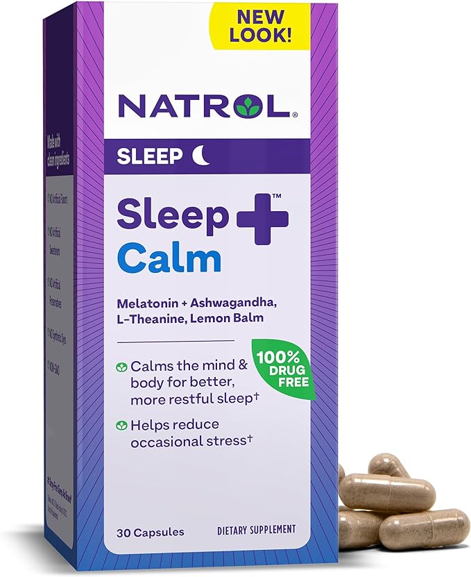 Natrol Sleep+ Calm Melatonin 6mg 30 Capsules, 30 Day