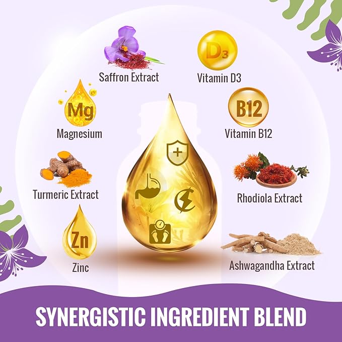 Saffron Supplements - 88.5 mg Liposomal B12 & D3, 60 60 ml, 30 Servings