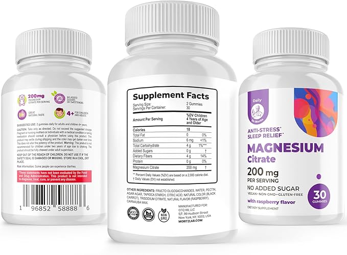 DR. MORITZ Magnesium Gummies Sugar-Free - Calm Magnesium Gummies Supplement for Children, Sugar-Free Magnesium Calm Chews for Kids & Adults (30 Count)