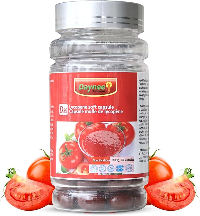 AIHIYO Lycopene Soft Capsule, 100mg Tomato Supplement Extract, Organic Complex Formula, 500mg Per Capsule, 100 Softgel