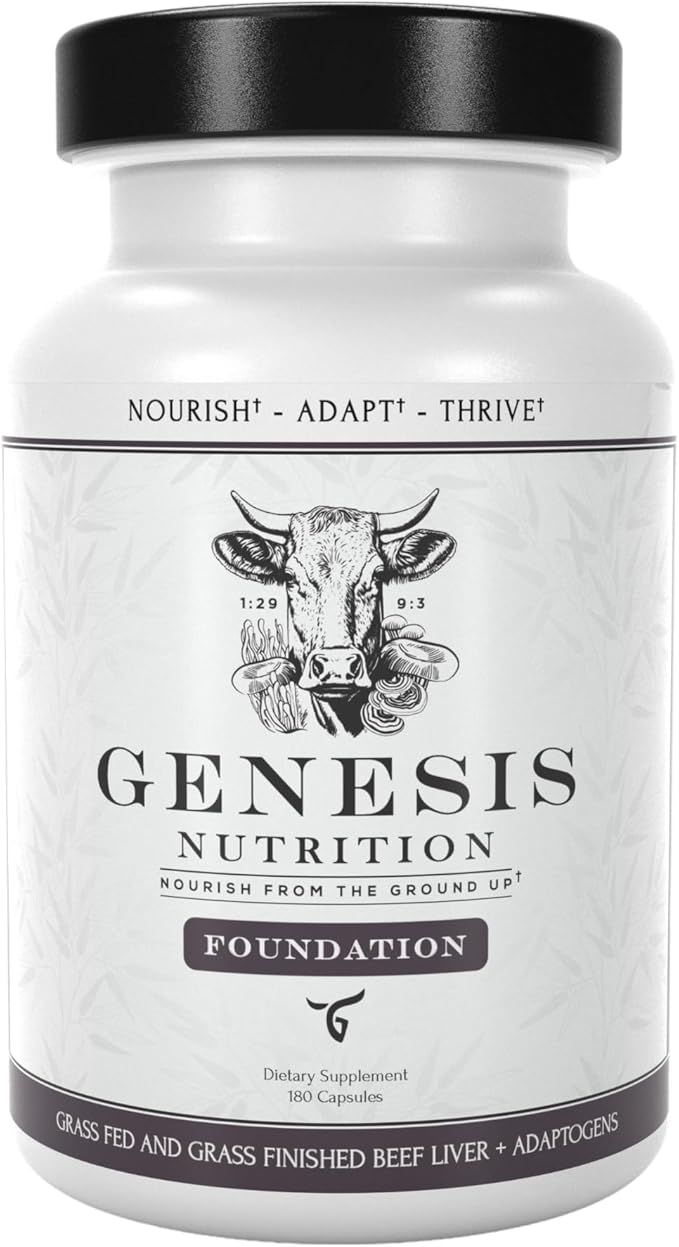 Grass Fed Beef Liver with Reishi 4500mg Iron, B12, Energy, 180 Capsules