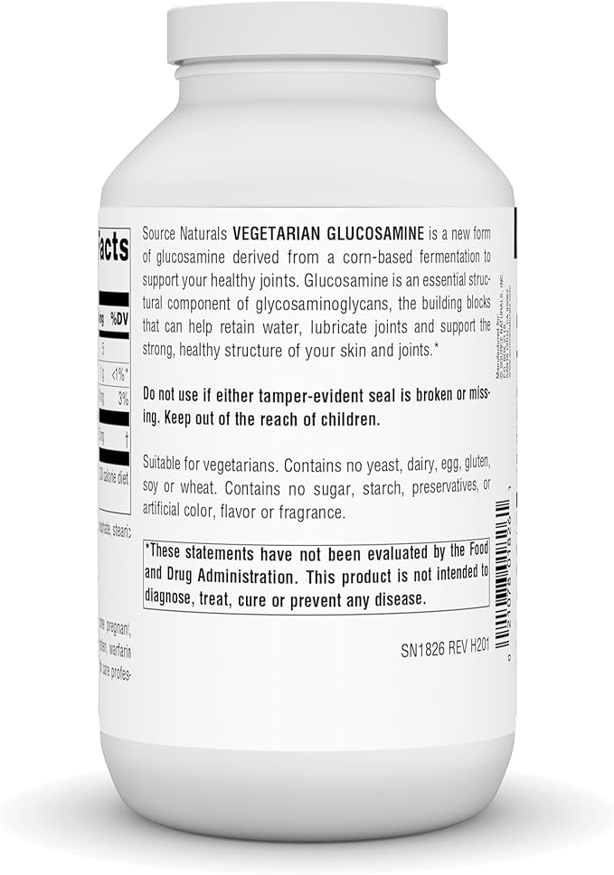 Source Naturals Vegetarian Glucosamine, Promotes Healthy 750 mg 240 Count