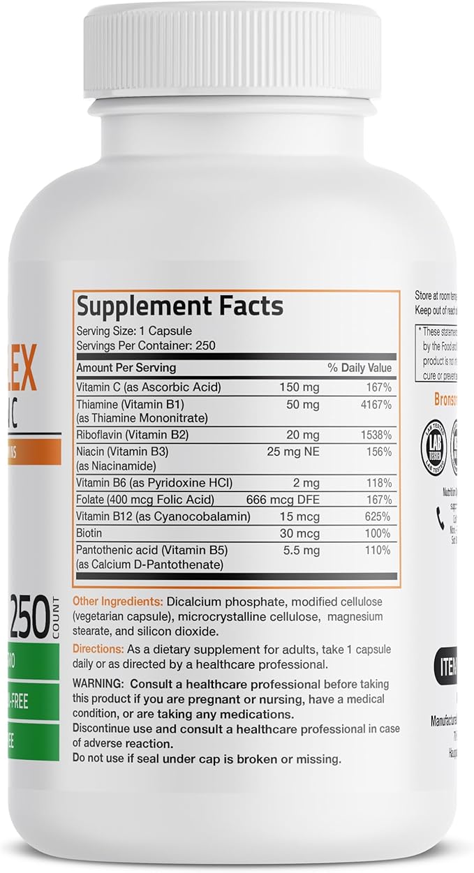 Bronson Vitamin B Complex with Vitamin C 250 Vegetarian