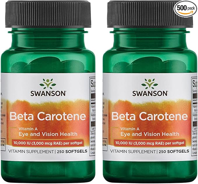 Swanson Beta-Carotene - Vitamin A Supplement (250 Softgels, 3000mcg Each) 2 Pack