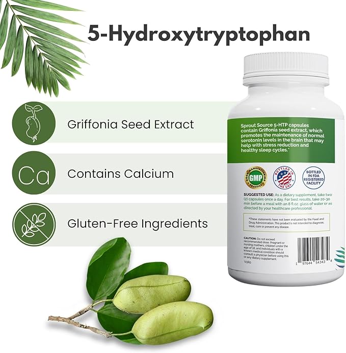 5-HTP Supplement 200mg Capsules (5-Hydroxytryptophan) 90 Count