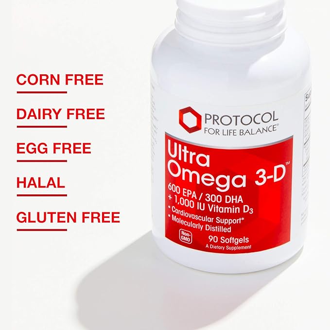 Protocol Ultra Omega 3-D 600mg EPA, 300mg DHA 1,000 IU D3 - 90 Softgels
