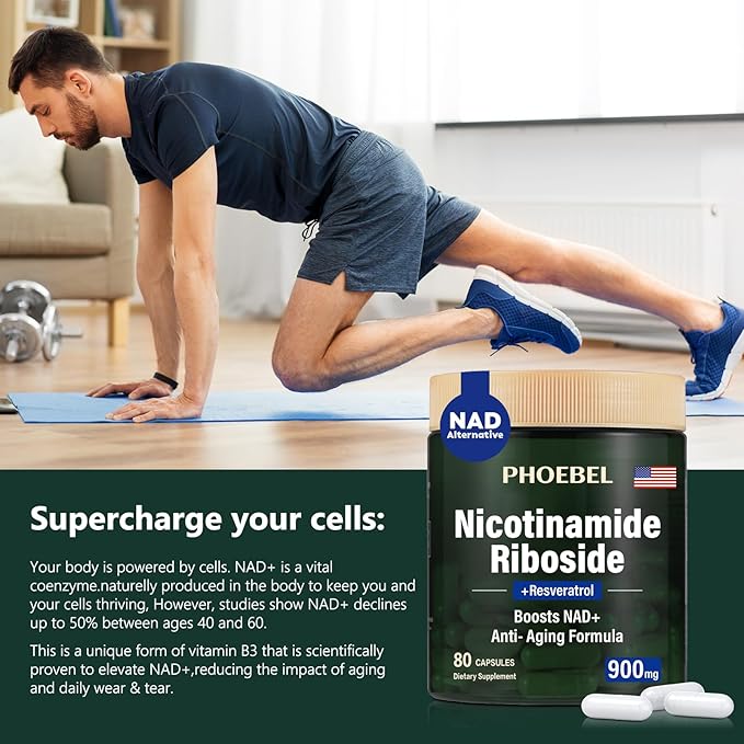 New Supplement Nicotinamide Riboside Resveratrol-900mg, Supplement for Men and Women(80 Capsules)
