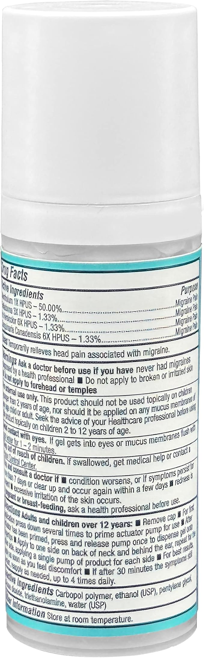 Stopain Migraine Pain Relief Gel Pump, 1.62oz (2 (2 Pack),