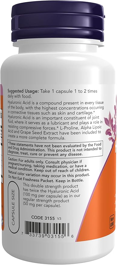Hyaluronic Acid 100mg 60 VegiCaps (Pack of 2)