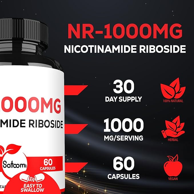 1000mg NAD Supplement with Nicotinamide Riboside NR - Cellular Support, Aging Health, Overall Wellness - 60 Count Supply for 30 Days